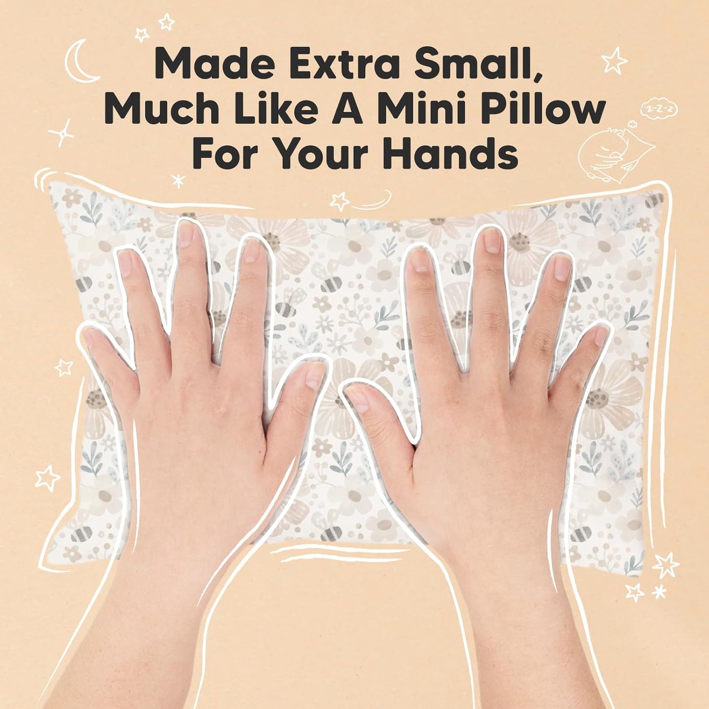 Mini Toddler Pillow with Pillowcase - 9x13 My Little Dreamy Travel Kids Pillow for Sleeping, Toddler Bed, Small, Tiny, Organic Cotton Pillowcase, Soft & Breathable, Kids 2-4 Years Old (Flora Vale)