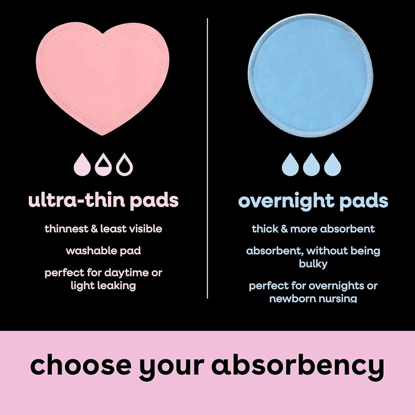 Bamboobies Overnight Nursing Pads, Ultra-Soft Velour, Reusable and Washable for Nightly Use, Leak-Proof Pads for Breastfeeding, 8 Pads