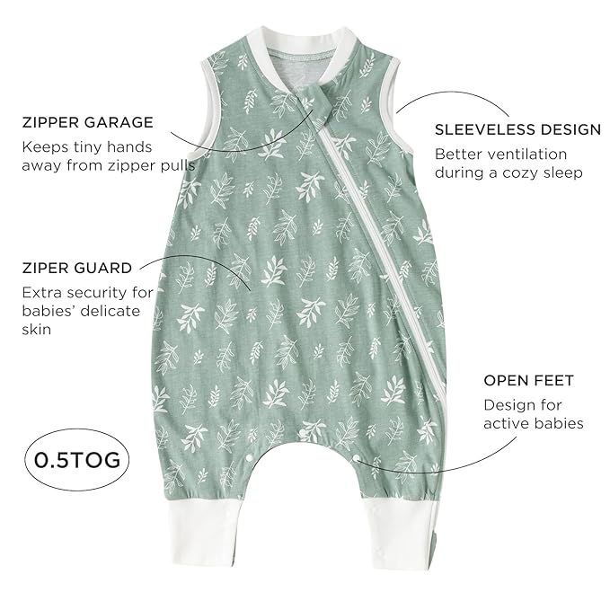 Duomiaomiao 0.5 TOG Toddler Sleep Sack 12-24 Months 100% Cotton Lightweight Baby Sleep Sack with Feet, Breathable Comfy Toddler Wearable Blanket