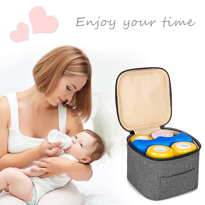 Luxja Reusable Ice Packs for Breastmilk Storage (Pack of 2), Breastmilk Bottle Ice Packs for Breastfeeding Working Mom (Fit for 4-5 Ounce), Blue