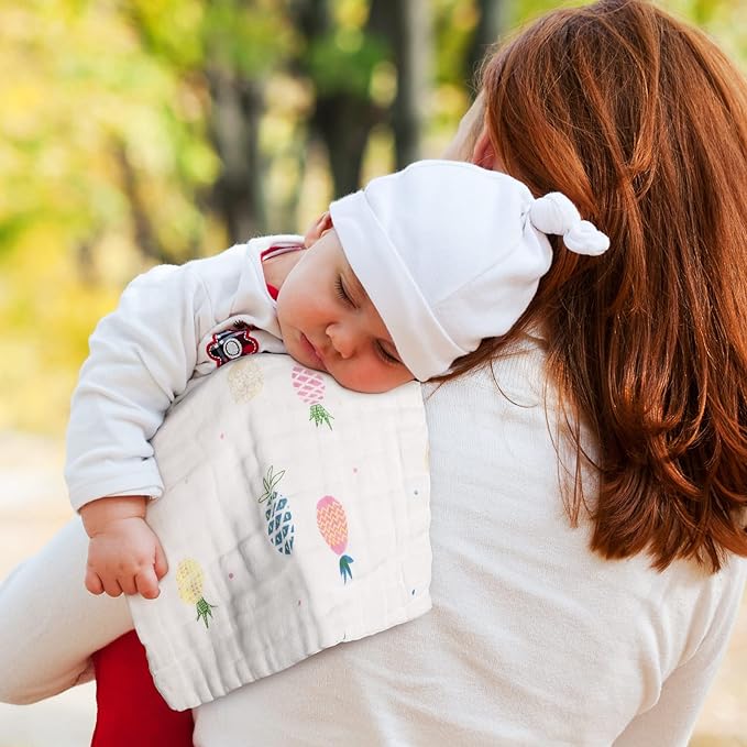 Chumia 20 Pack Muslin Baby Burp Cloths Large 20 x 10 Inches Cotton Baby Burp Rags Towel and Washcloths Face Towels 6 Layers Super Absorbent for Infant Shower,20 Styles