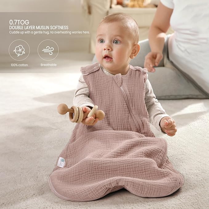 lulumoon Sleep Sack Muslin for Baby: Cotton Wearable Blanket for 15-24 Months - Soft Lightweight Ideal for Nursery Lounge Nighttime Naptime