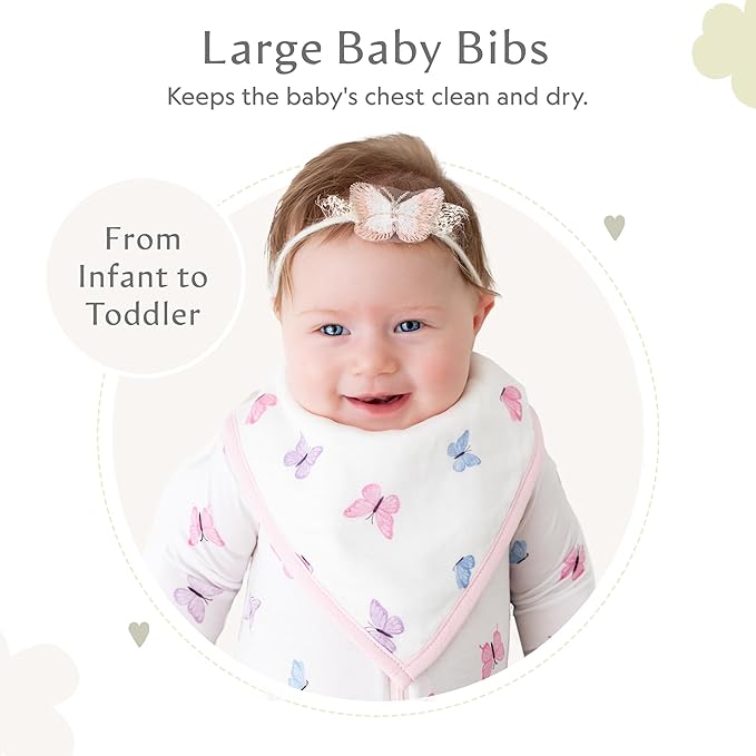 Bamboo Little Baby Bibs (Pack of 2) - Bibs with Adjustable Snaps- Absorbent Terry Backing
