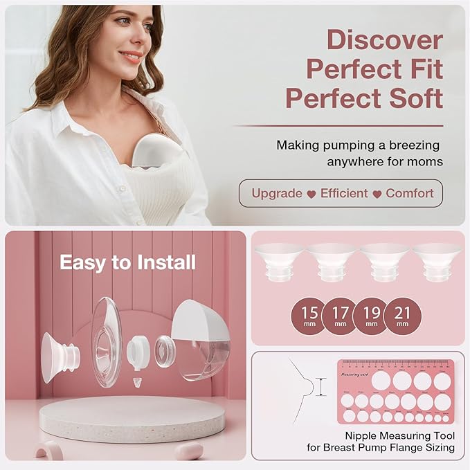 Flange Sizing Kit 15/17/19/21mm for 24mm Flange/Shield of Pumps, Flange Inserts Compatible with Momcozy M5/M6/S12 Pro/S9 Pro/V1 Pro, Spectra/Medela/eufy/TSRETE Breast Pump Replacement Accessories