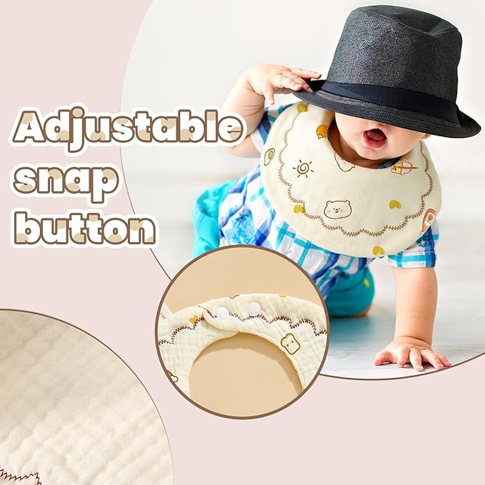 Baby Bibs Muslin Bibs 8 Pack for Drooling and Teething for Unisex Girls Boys