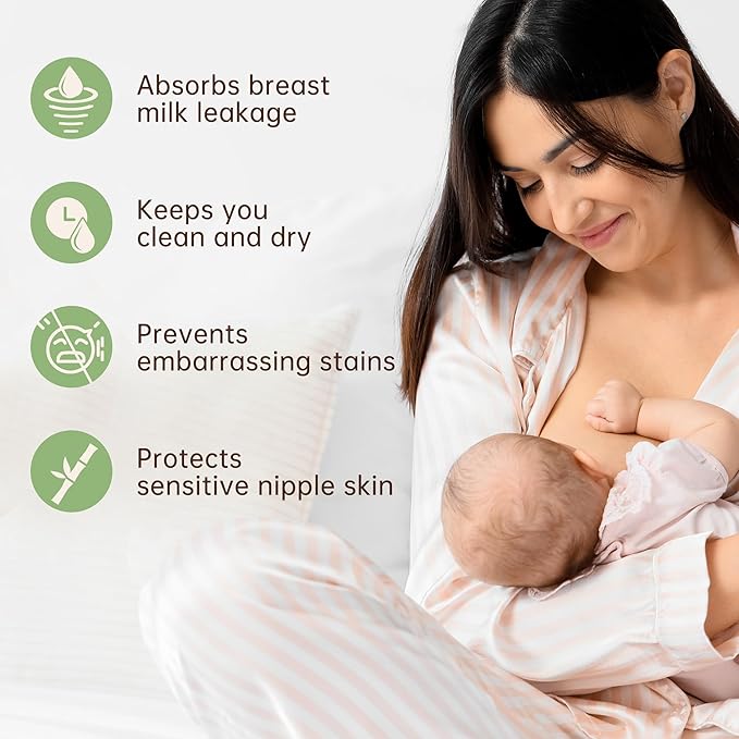 Nimiah Reusable Nursing Pads, Organic Breast Pads for Leaking Milk 14-Packs(7 Pairs), Washable Bamboo Nipple Padding for Breastfeeding Fits B-D Cup with Wash Bag Multi
