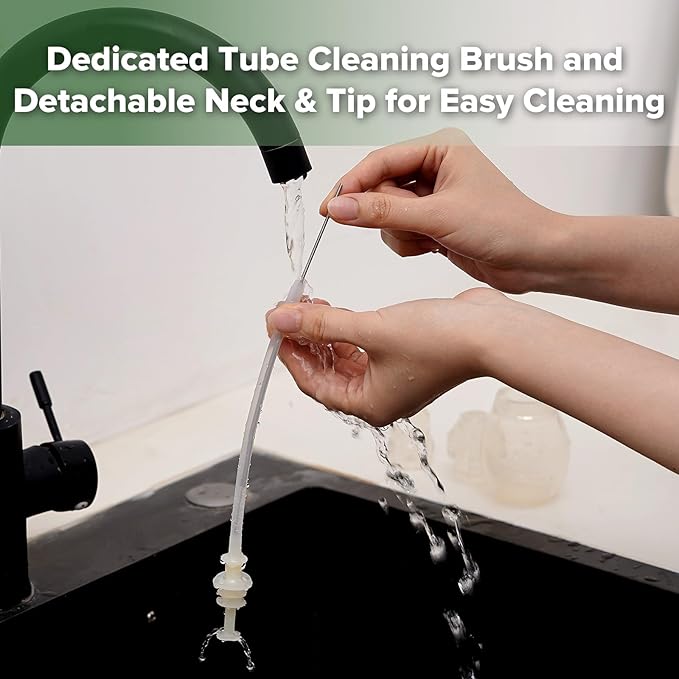 haakaa Swan Neck Nasal Aspirator for Baby | Baby Nose Sucker Bulb Syringe with Anti-Backflow Valve | Easy-Squeeze Filter-Free Soft Silicone Nose Cleaner – BPA Free, 12m+