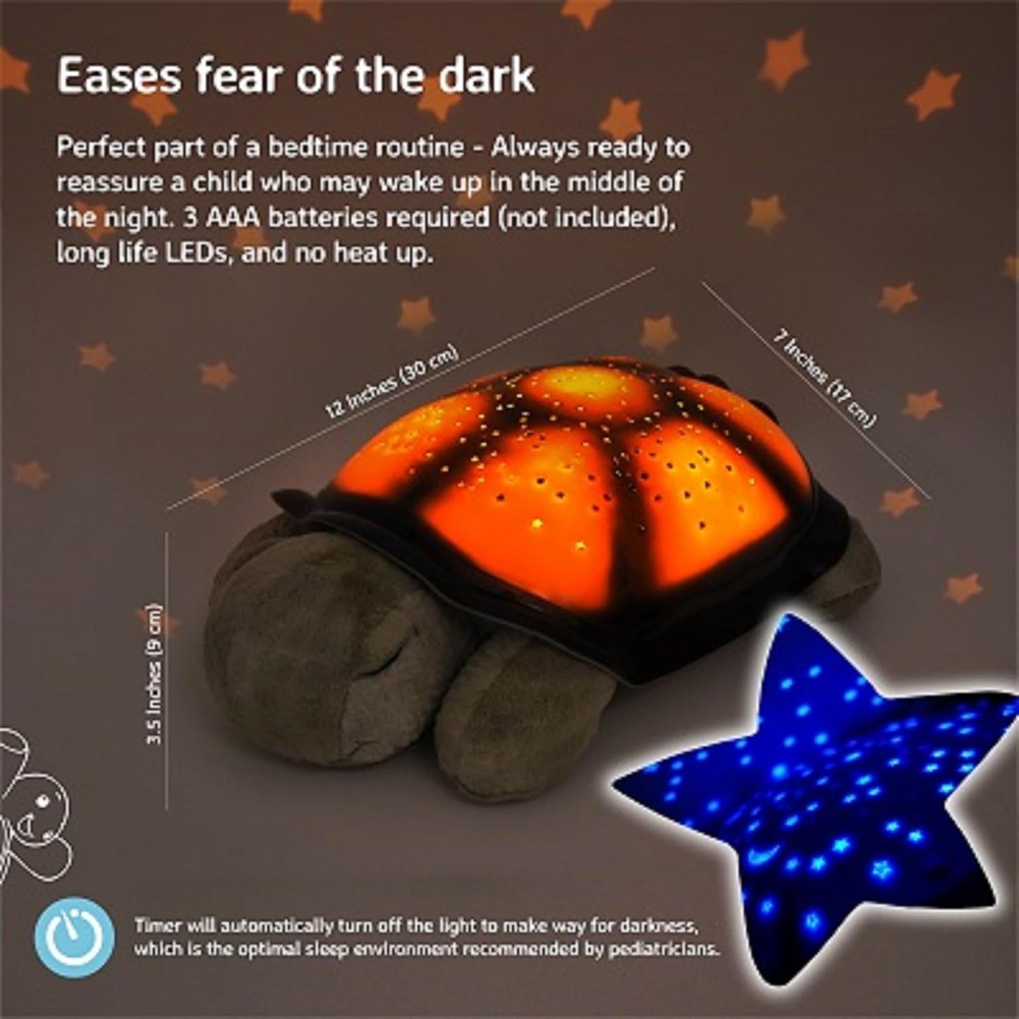 Cloud b Calming Nightlight Star Projector | Gentle Brightness | 3 Colors | 8 Constellations | Auto-Shutoff | Twilight Turtle Green
