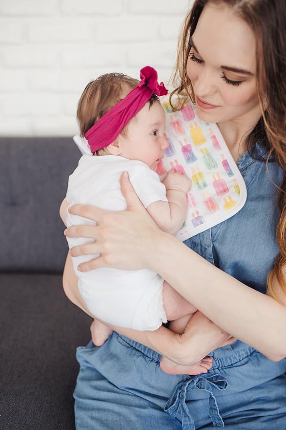 Copper Pearl Premium Baby Burp Cloths - 3-Pack Large Cotton Burp Cloths, Extra Soft Spit Up Rags with 3 Absorbent Layers, Perfect for Baby Girl Gifts (21" x 10" Size, Summer Set)