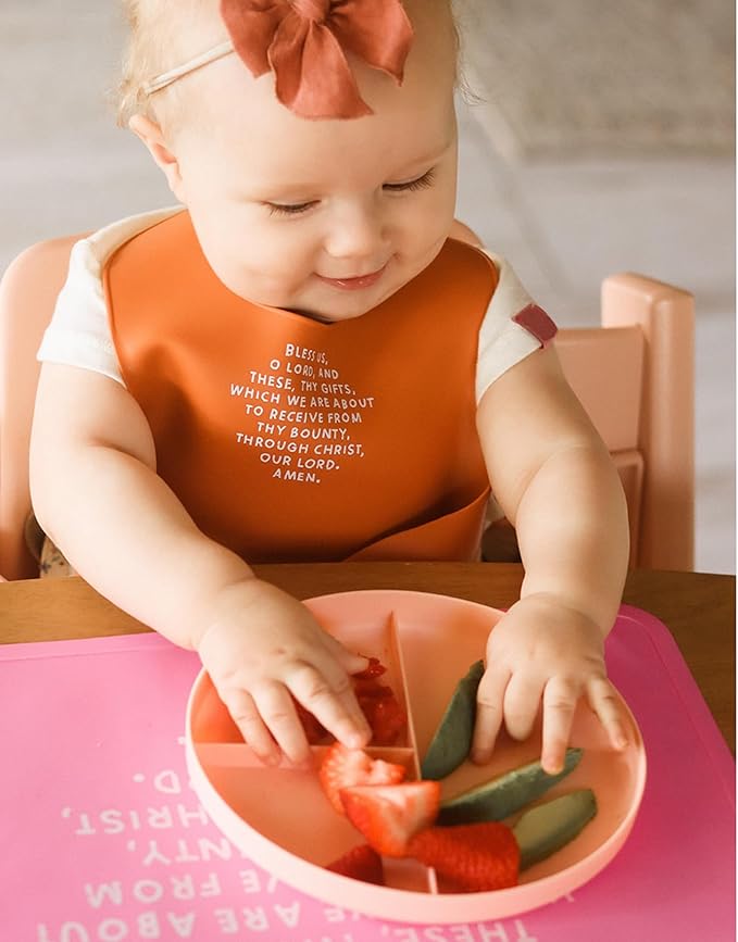 Be A Heart Silicone Baby Bibs, Adjustable Waterproof Bibs, Meal Blessing Bibs