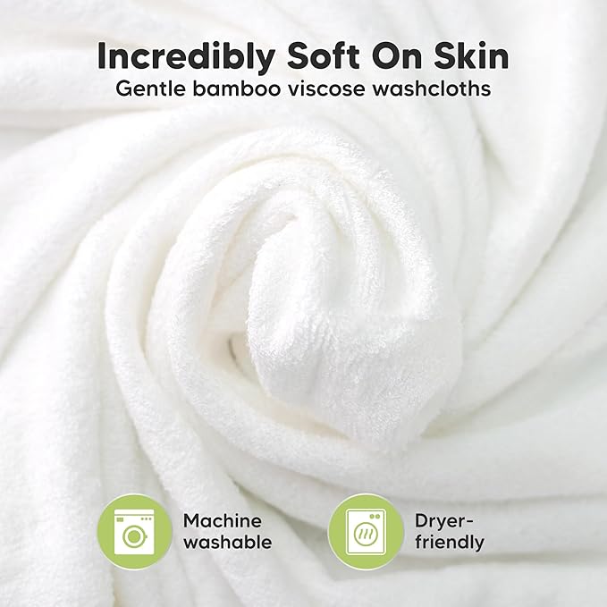 6-Pack Baby Washcloths - Soft Absorbent Viscose from Bamboo Wash Cloths for Babies, Kids, Toddlers, Infant, Newborn Bath Towels, Gentle on Sensitive Skin, 10x10 Reusable Face Towels (Stone)