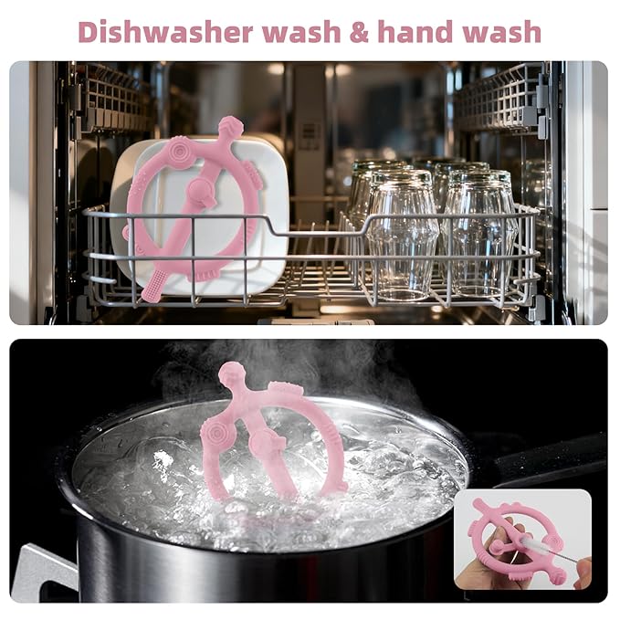 Chuya Baby Teething Toys with Easy-Hold Ring Sticks Baby Teether Toy for 3-6-12-24 Months Babies Infant Cooling Sore Gums Teething Relief, Silicone Sensory Toys BPA Free