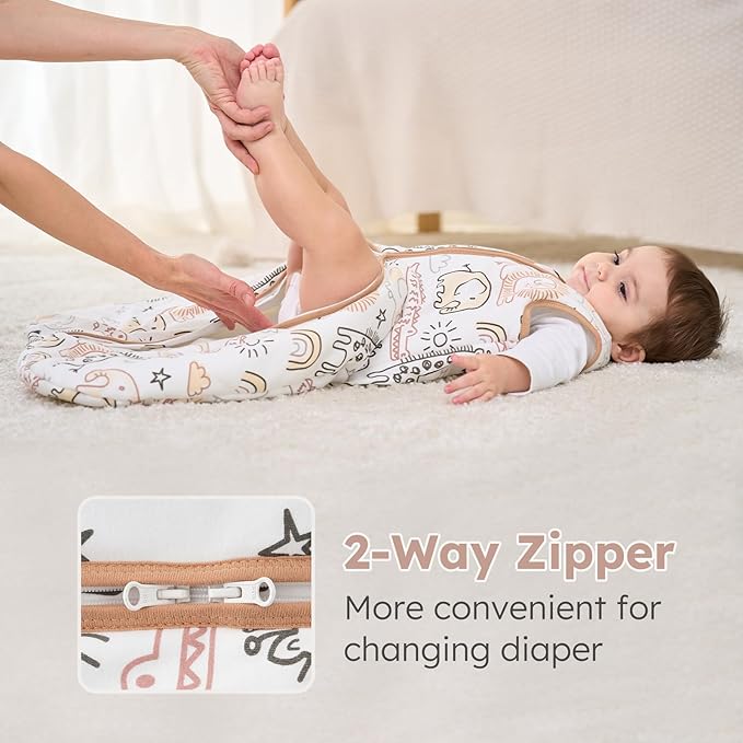 Yoofoss Baby Sleep Sack 12-18 Months, TOG 2.5 Baby Wearable Blanket with 2-Way Zipper, 100% Organic Cotton Fabric Winter Newborn Sleeping sack, Warm Soft Comfy(Large)