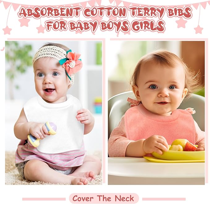 4 Pcs Baby Feeding Bibs for Drooling and Teething Comfi Neck Baby Bib with Padded Collar Absorbent