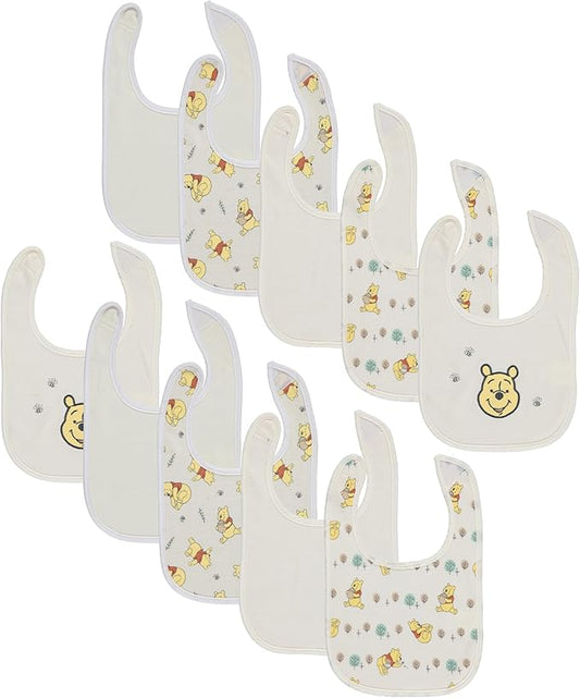 Disney 10-Pack Mickey Mouse Baby Bibs – Ten Soft, Absorbent, and Adjustable Cotton Bibs for Mess Free Meals