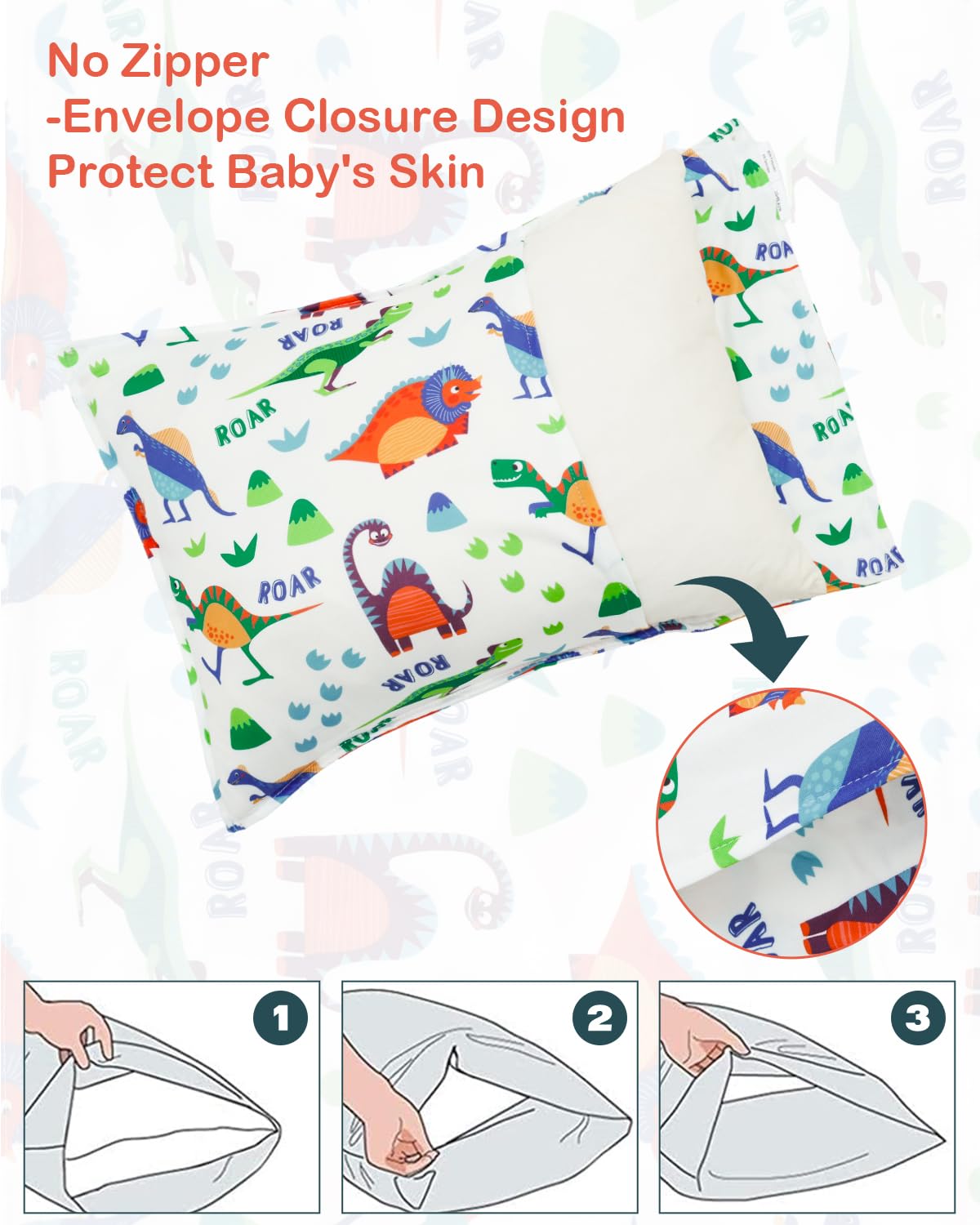 ALVABABY Toddler Pillowcases Stretchy Soft Kids Pillow Cover 2 Pack Fit 13"x 18" or 12"x16" Envelope for Girl Boy Sleepy Travel 2TPE32A