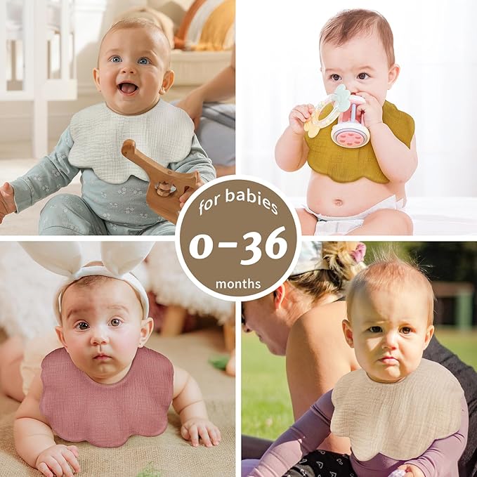 Baby Bibs Muslin Bibs 8 Pack for Drooling and Teething for Unisex Girls Boys