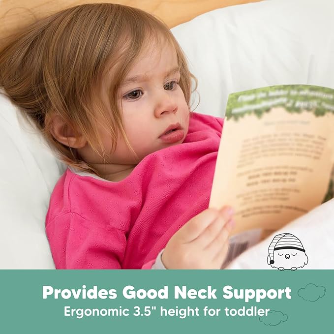 Toddler Pillow with Pillowcase - 13x18 My Little Dreamy Kids Travel Bed Pillows for Sleeping, Organic Cotton Small Pillowcase, Soft & Breathable, Machine Washable, Toddlers 2-5 Years Old (Pearl Gray)