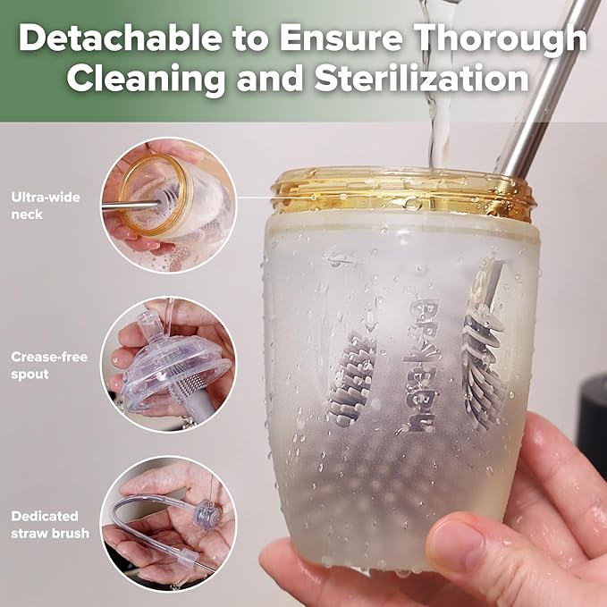 haakaa Weighted Straw Cup Sippy Cup for 6+ Month Old, Silicone Baby Straw Cup Water Cup Training Cup with Straw Brush, 8oz/250ml, Peach