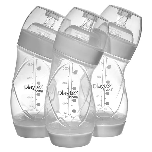 Playtex Baby VentAire Complete Tummy Comfort Baby Bottle, 9 Oz (3 Count), Anti-Colic & Anti-Reflux Bottles for Newborn and Breastfeeding Babies, Feeding Essentials