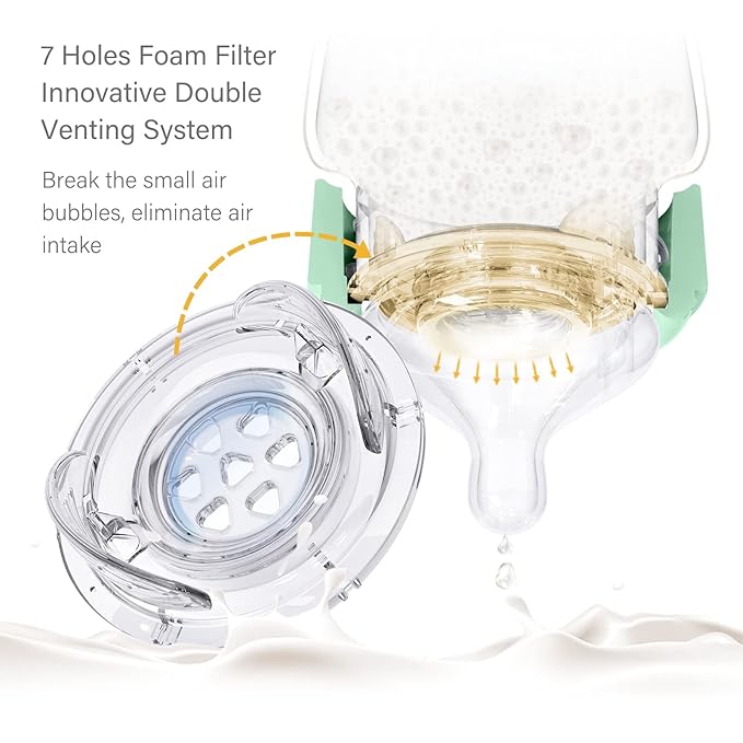 Yooforea Silicone Coated Glass Baby Bottle, 6M+ Fast Flow Nipple I Anti-Colic, Wide Neck, Stable Base I Medical-Grade Silicone Coating for Shatter Protection, BPA BPS PVC Free (9 Ounce-Tea)