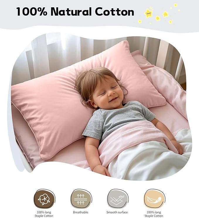 Deep Dream Toddler Pillowcases for 13x18 Pillow 2 Pack, 100% Cotton Travel Pillow Case Cover, 600 Thread Count Cotton Pillow Covers, Soft & Breathable Small Pillow Cases Envelope Closure, Pink