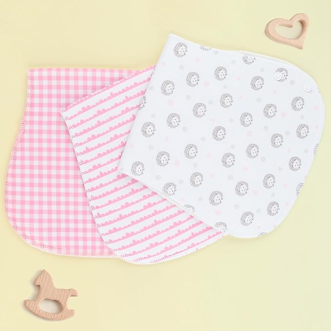 2-in-1 Burp Cloths and Baby Bibs - 6 Pack Large Super Absorbent Soft Cotton Burping Cloths for Spit Up, 3 Layers Thick Baby Burp Rags for Girls & Boys
