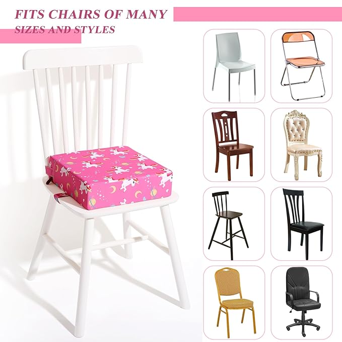 Toddler Booster Seat for Dining Table, Stronger Support Booster Seat for Table Washable 2 Safer Straps Non-Slip Bottom Portable for Kids Baby Increasing Cushion for Travel Home