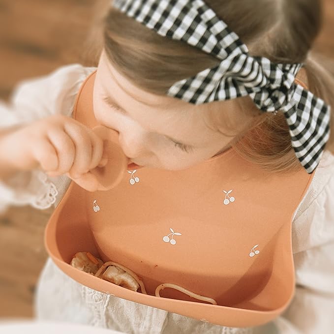 Moonkie Silicone Baby Bibs Set Of 2 | BPA Free Waterproof | Soft Flexible Adjustable Silicone Bibs for Babies & Toddlers(Ether/Muted)