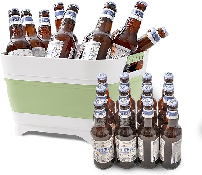 Collapsible Wash Basin for Baby Bottles - 2.4 Gallons Portable Wash Bin for RV Camping Sink, Space-Saving Dish Tub.Laundry & Utility Room Sinks (Green)