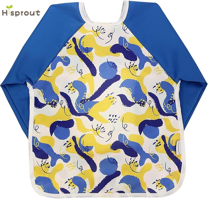 Infant Toddler Baby Waterproof Sleeved Bib, Bib with Sleeves&Pocket, 6-24 Months