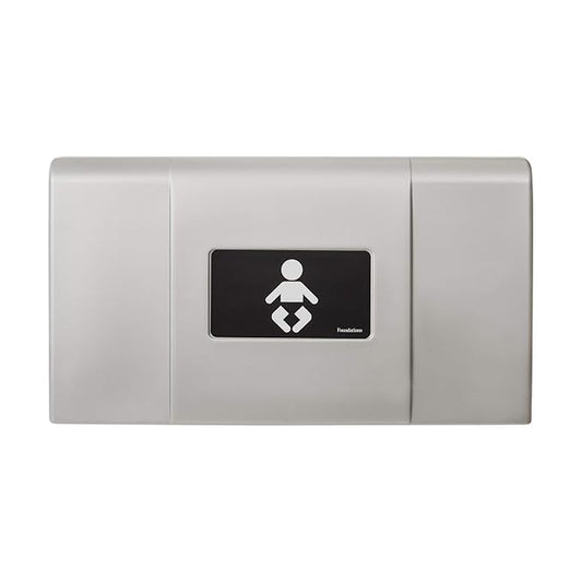 Foundations Ultra Horizontal Wall Mounted Baby Diaper Changing Station, Oversized Changing Surface, Plastic with Stainless Steel Hinge, Safety Strap - Metallic (200-EH-04)