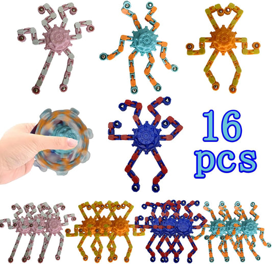 16 Pcs Fidget Spinner Toys Party Favors Goodie Bag Stuffers Gifts,Transformable Robot Fingertip Stress Relief Gyro Sensory Toys for Kids Adults ADHD Autisms,Treasure Box Toys Carnival Prizes Supplies
