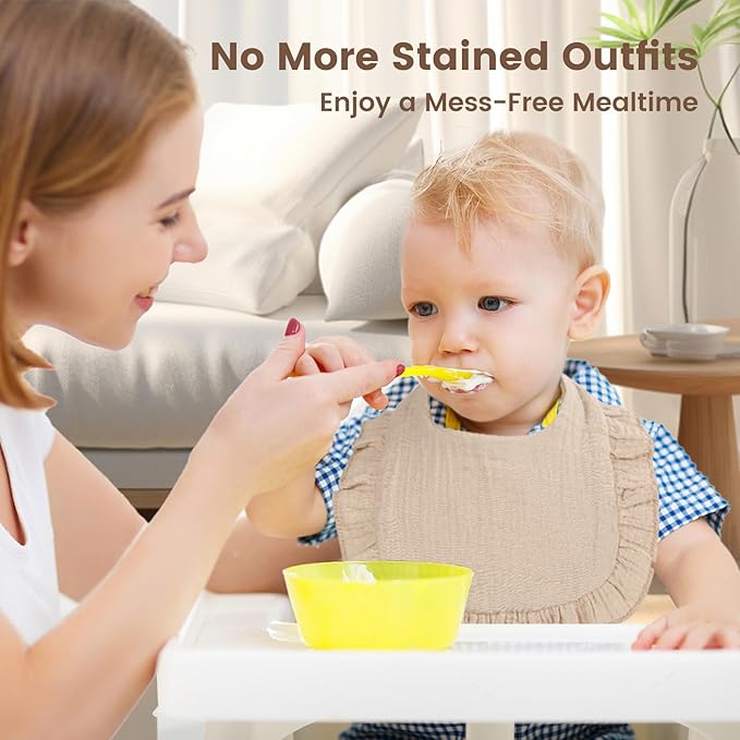 Oiomniv Muslin Baby Bibs, 6-Pack Bandana Drool Bibs Soft Cotton Adjustable Unisex Newborn, Toddler for Drooling Teething