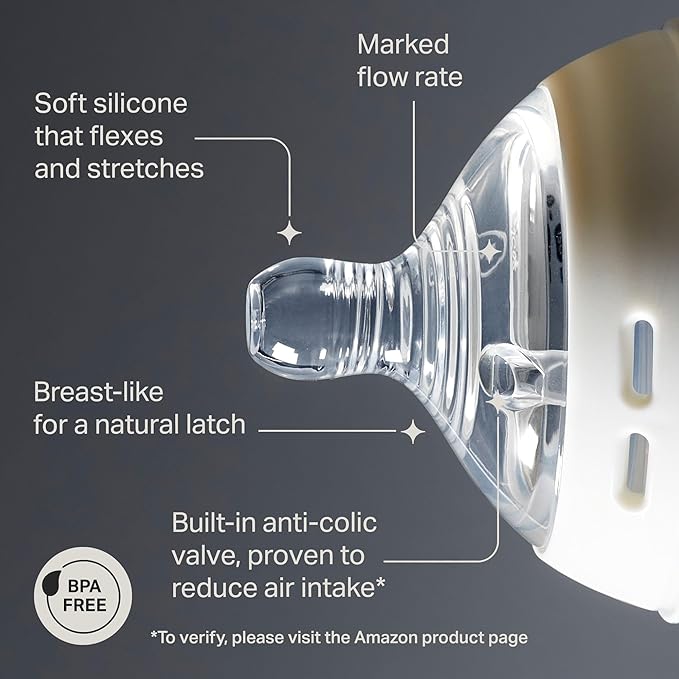 Tommee Tippee Natural Start Bottle and Nipple Bundle, 6 Fiesta Color, Anti-Colic 9 oz BPA Free Baby Bottles, 0+ Months, Slow Flow Breast-Like Nipple, Baby Bottle Nipples, Extra Slow Flow, 10 Pieces