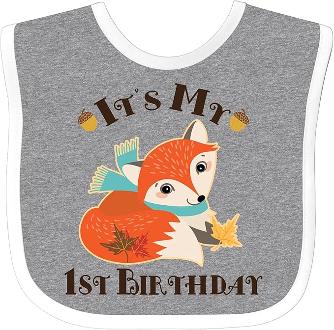 inktastic 1st Birthday Woodland Fox Baby Bib