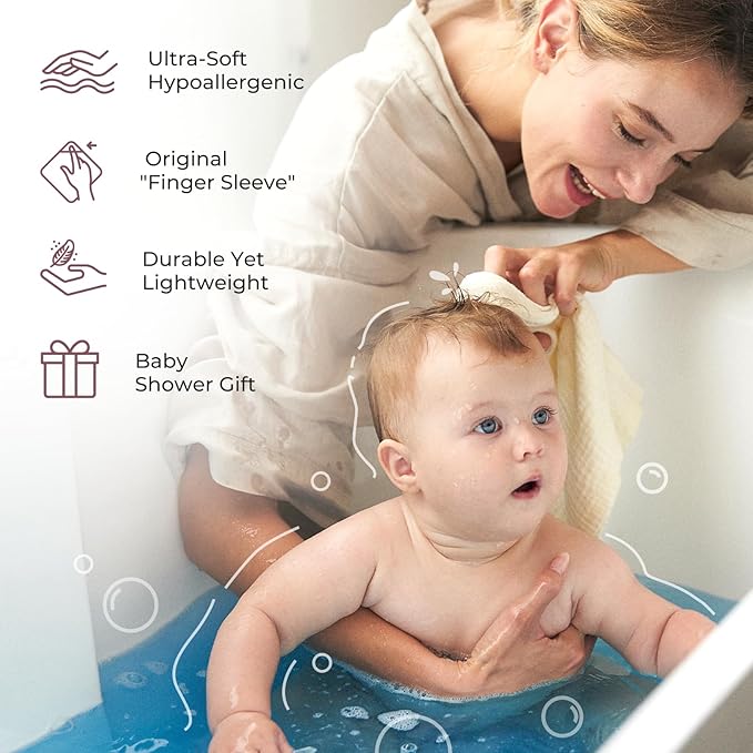 Momcozy Baby Washcloths - 4 Layer Design| Medium Thickness| Soft & Absorbent| Premium Cotton for Newborns' Skin-Great for Bathing, Wiping & on-the-go Use, Shower Gift and Essential(5 Pack, 10x10 inch)