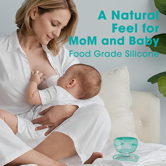 CheriBaby Nipple Shield, Contact Nipple Shield for Breastfeeding with Difficulty Sucking or Flat or Inverted Nipples, 1 Pair with Carrying Case, 100% Food Grade Silicone, BPA/BPS Free, 20mm
