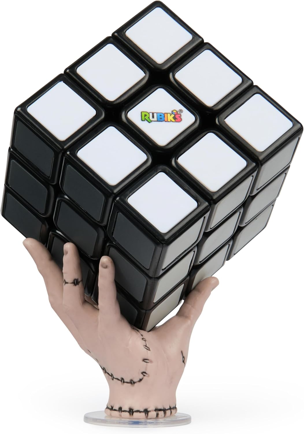 Rubik’s Cube Greyscale Wednesday Cube from The Hit TV Series Wednesday, Problem-Solving Challenging Brain Teaser Fidget Toy, Adults & Kids Ages 8+