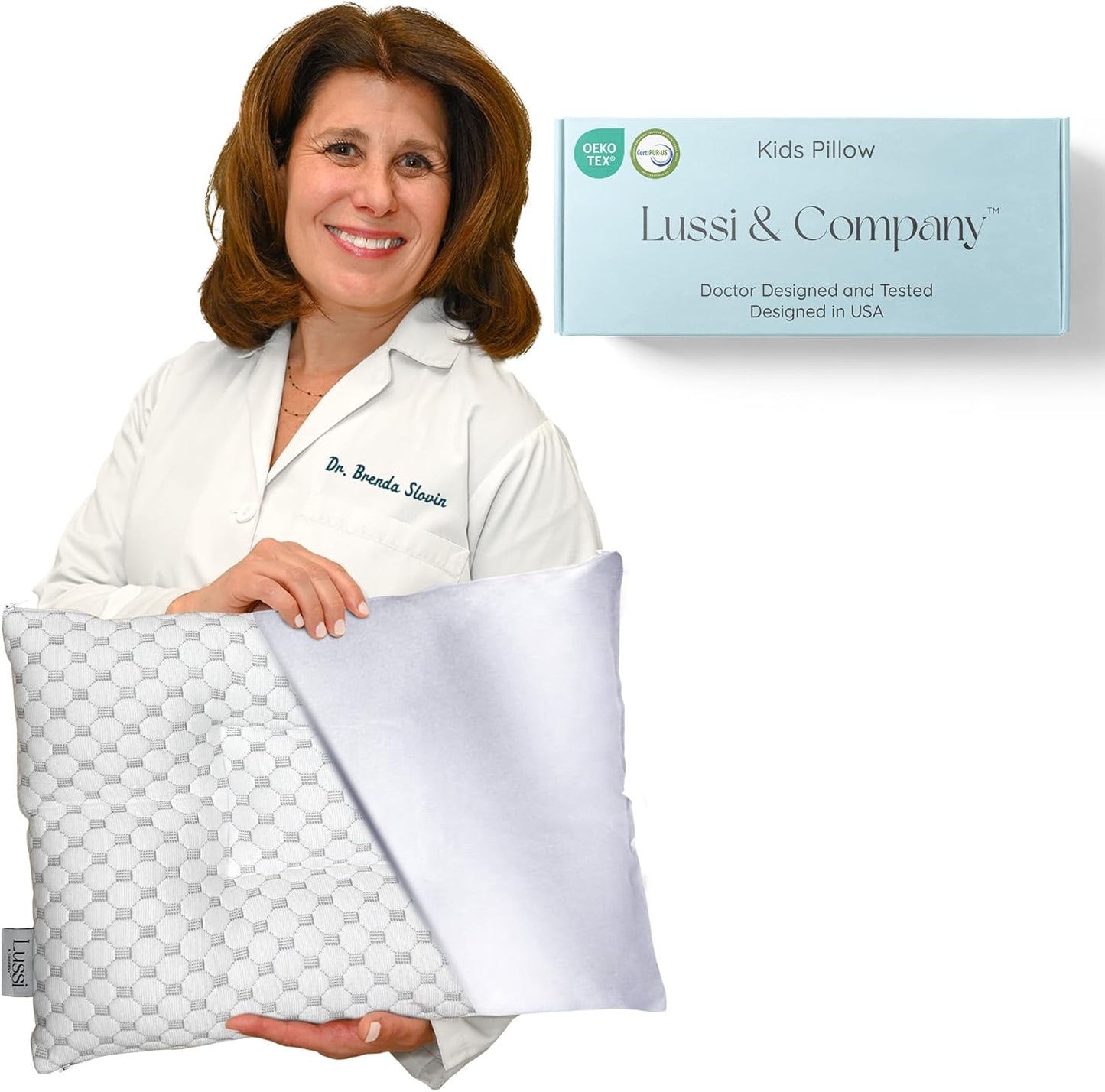 Lussi & Company Toddler Pillow 2 Year Old-13x19 Toddler Pillow - Pillow Protector-Toddler Pillows for Sleeping-Kids Pillow-Travel Pillows-Ergonomic Pillows for Kids-Patent Pending (Silver)