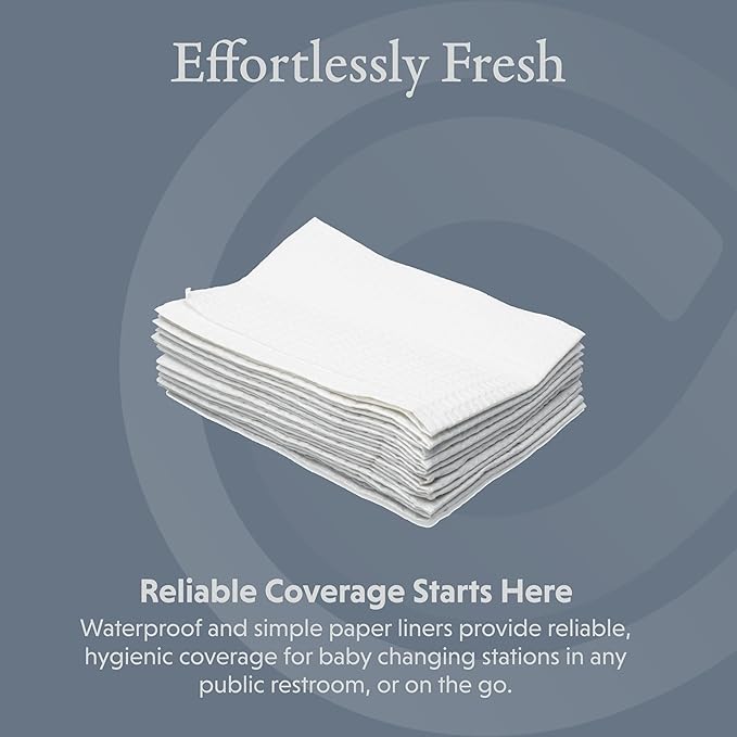 Foundations 2-Ply Disposable Waterproof Baby Changing Station Liner Refills for Commercial Restrooms, Doctor's Offices, Care Centers, 500 Pack, 036-LCR