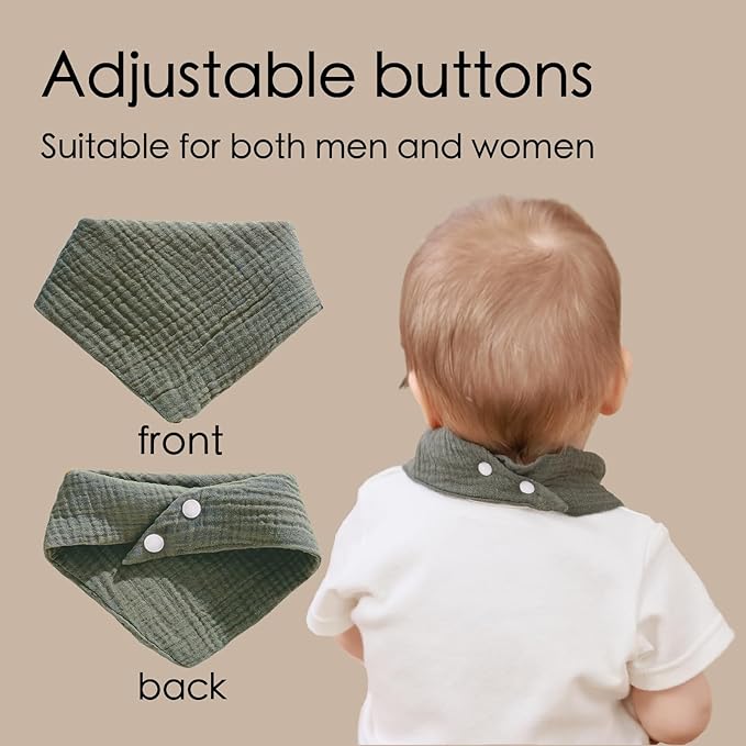 Muslin Bibs, 8 Pack Baby Bandana Drool Bibs,Extra Absorbent Soft Cotton,Baby Bib for Drooling and Teething