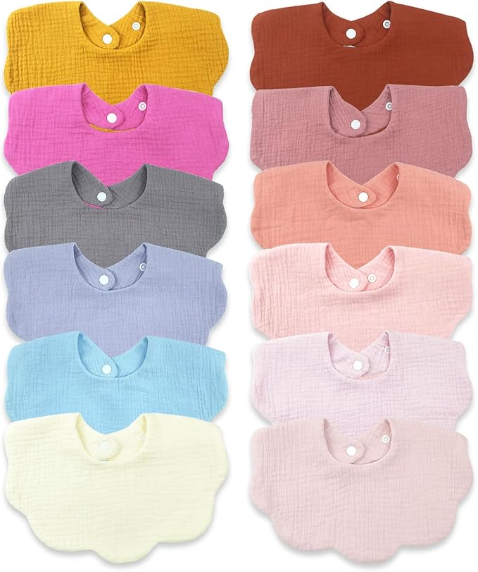 Muslin Baby Bibs for Drooling and Teething Newborn Drool Bibs for Baby Girl Boy
