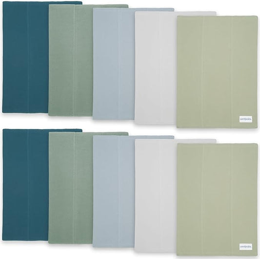 Comfy Cubs Baby Burp Cloths Set (Pack of 10) - Large, 6-Layer, Ultra Absorbent 100% Cotton for Infant Spit-Up, Drool, and Messes - Soft, Gentle, Thoughtful New Born Baby Gifts, Multi Boy