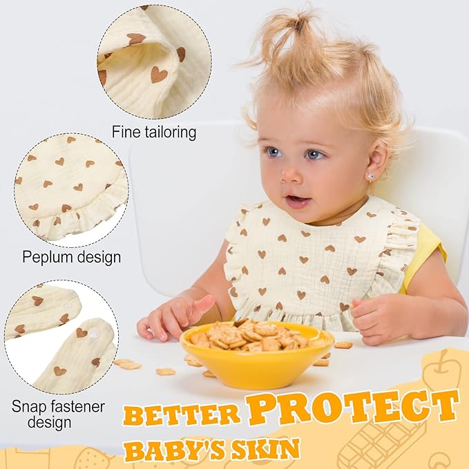 Mepase 10 Pcs Large Muslin Baby Girl Bibs Drool Teething Bibs Lap Shoulder for Boy Girls Teething(Fresh Colors)