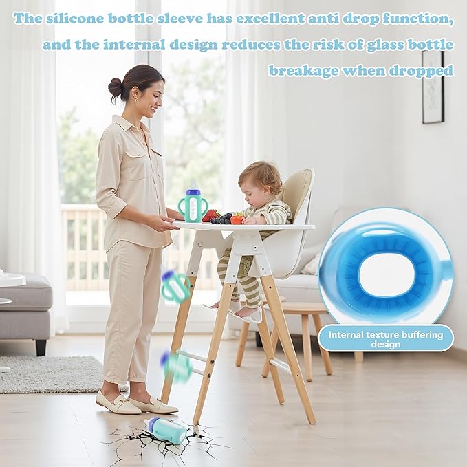 4-Pack Silicone Sleeves for Lansinoh Glass Bottles 5 oz- Starry Sky Design Baby Bottle Holder with Handles,Protectors for Lansinoh Natural Wave Glass Bottles, Anti-Scald Feeding Supplies