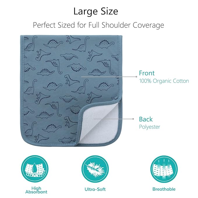 Hakochia Burp Cloths for Baby Boy & Girl Organic Cotton Large Unisex Burp Clothes Extra Absorbent Soft Neutral Burping Rags Spit Up Cloth Sets for Newborns 8 Pack (D)