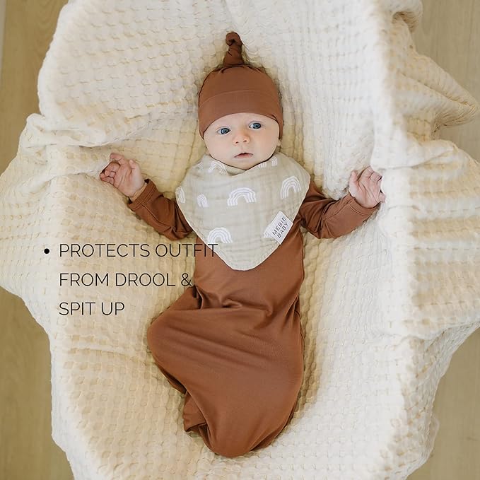 Mebie Baby Muslin Cotton Bib, 3 pack, Baby Bib Set for Burp, Spit Up, Drool, Bandana Bibs for Baby Boy or Baby Girl