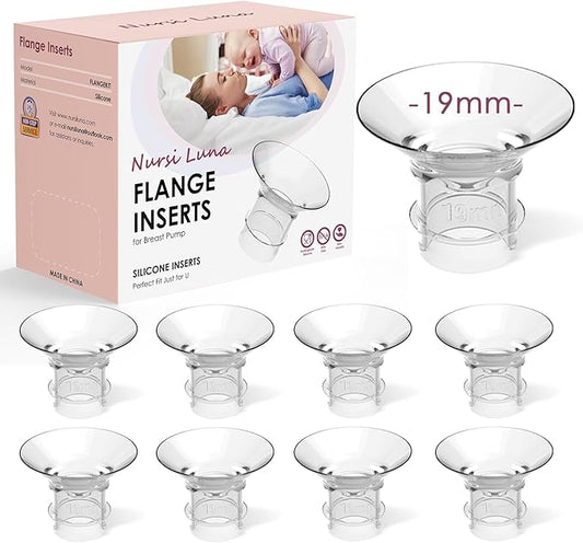 Flange Inserts 8PCS 19mm for 24mm Flange/Shield, Flange Sizing Kit Silicone Flange Insert, Breastfeeding Essentials Kit for New Moms