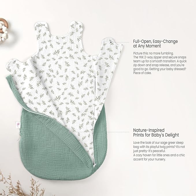 lulumoon Sleep Sack Muslin for Baby: Cotton Wearable Blanket for 3-9 Months - Soft Lightweight Ideal for Nursery Lounge Nighttime Naptime 6-12 Months